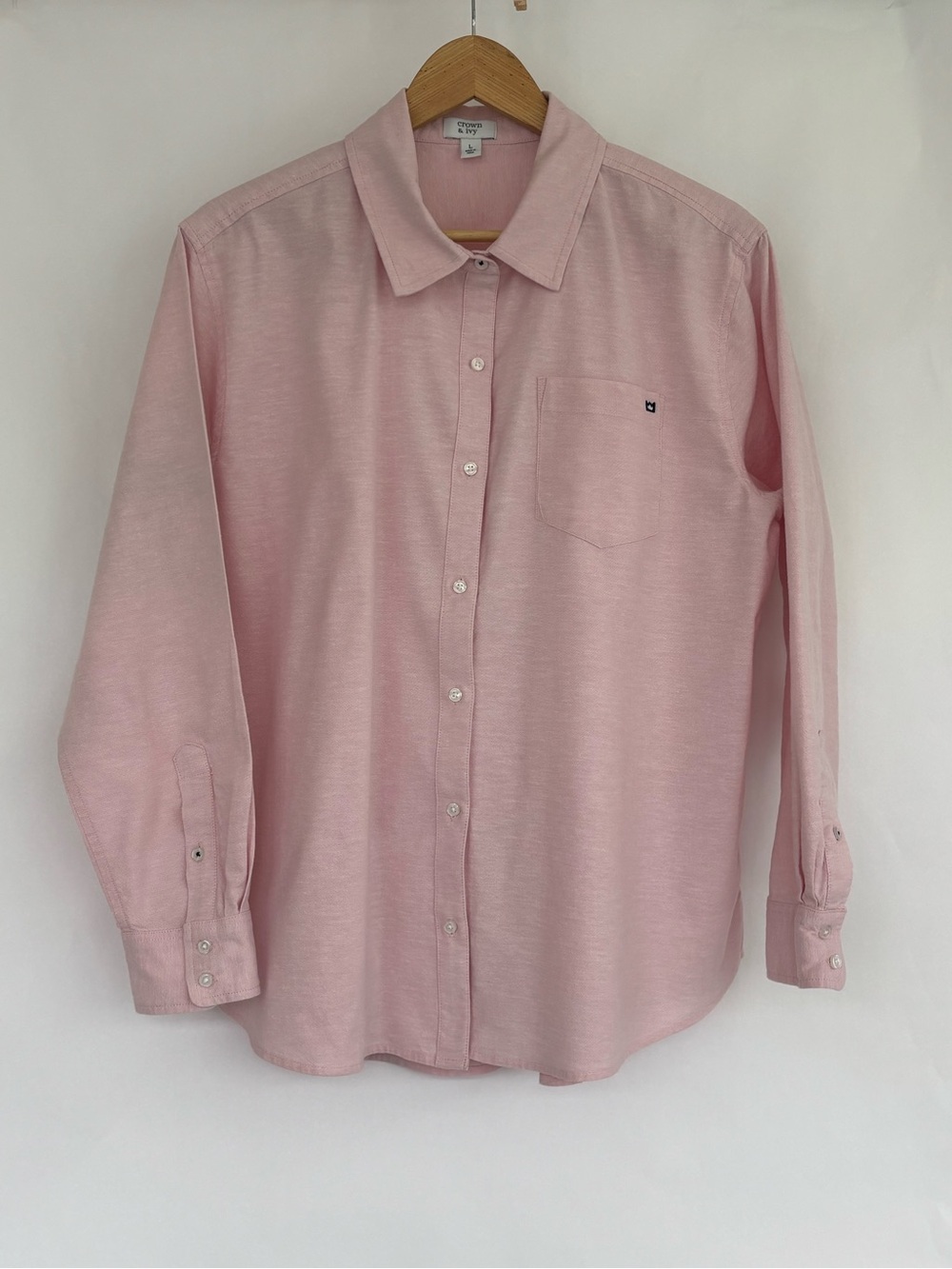 Crown & Ivy , pink Oxford cloth, button down , large